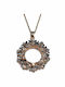Necklace Stainless Steel Flower With White Crystals Soft Gold Bz-nk-00362