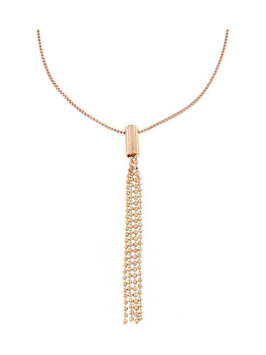 Pink Gold Plated Silver Women's Necklace 925 Tassels Kl21300055