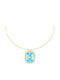 Women's Yellow Gold Necklace 14K Blue Zircon Kl11100431