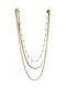 Necklace Handmade Gold Plated Steel Triple Twisted Chain-Snake Serpent Chain Black Stones Tatu Moyo