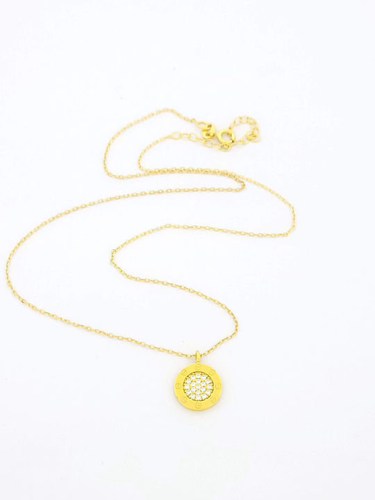 Silver Gold Plated Women's Necklace Silver Union White Zircons Code 04-07-2143g