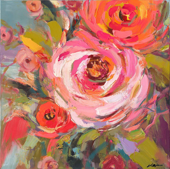 Canvas Painting Flowers 100 x 100 cm