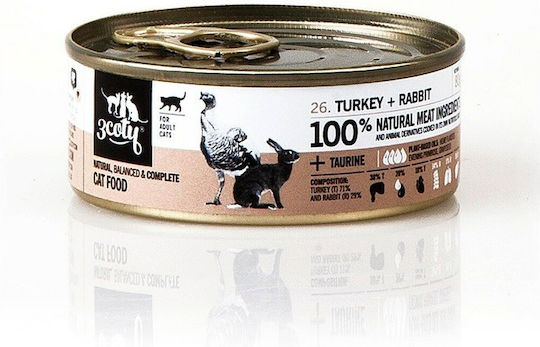 3coty Wet Food for Adult Cats with Turkey and Rabbit Gluten-Free 80gr