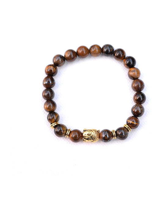 Herren Armband Halbedelsteine Katzenauge Tigerauge Buddha