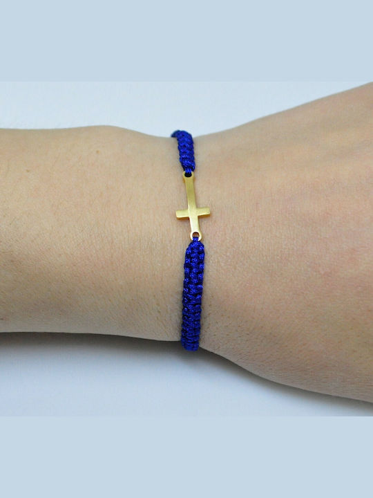 Macrame Bracelet Gold Plated Cross 58966-71 Blue