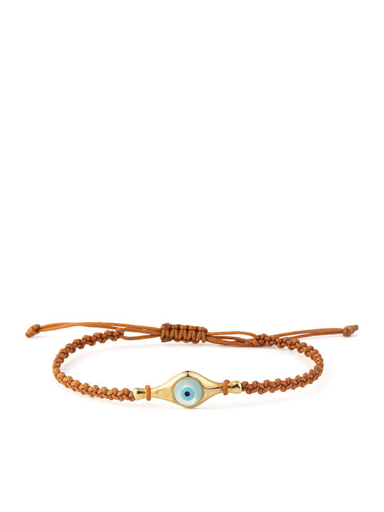 Bracelet Eye Brown Macrame Silver 925 Gold Plated