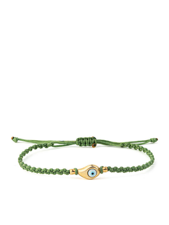 Green Eye Bracelet Macrame Silver 925 Gold Plated