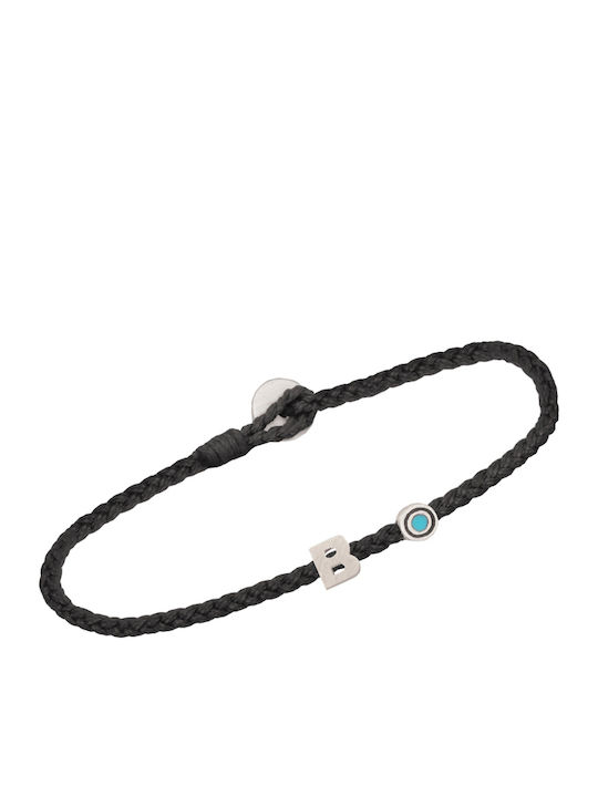 Bratara Snur Argintiu Monograma B ochi protector