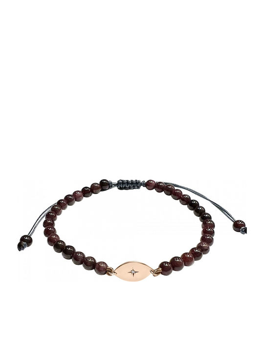 Women's Bracelet Eye K14 Rose Gold Garnet Diamond 0.003ct Vs2 H Br2532