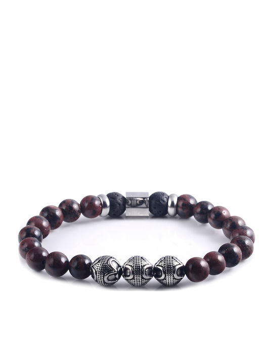 Herren Armbänder Edelstahl Stahl Innere Silikon & Opxidian Mahagoni