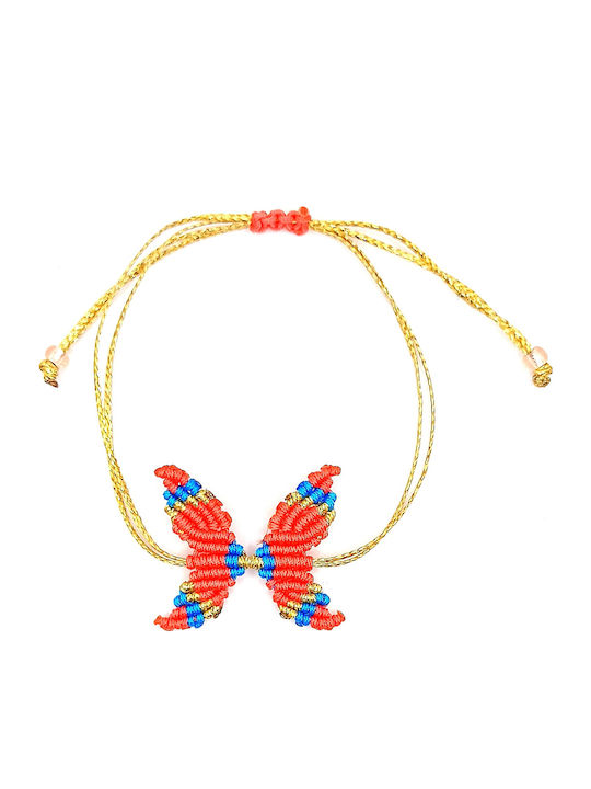 Handgefertigtes Mehrfarbiges Armband mit Schmetterling Makramee 02e-00116