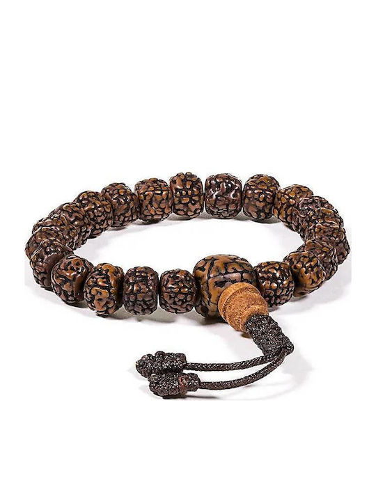 Χειροποίητο Mala Βραχιόλι 21 Ιερές Χάντρες Rudraksha Wood