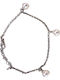Silver Women's Bracelet with Hanging Beads and Pearls