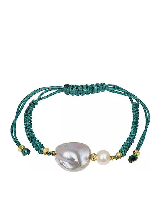 Επίχρυσο Βραχιόλι Μακραμέ 925 Baroque Pearl 035379 035379 Ασήμι
