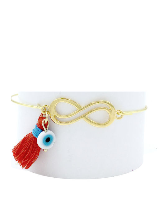 Martisor Bratari Metalic Simbol Infinit Cu Ciucure Roșu