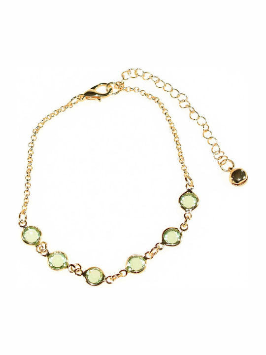 Fo Bizou Brass Anklet Crystals Gold Bz-br-00198