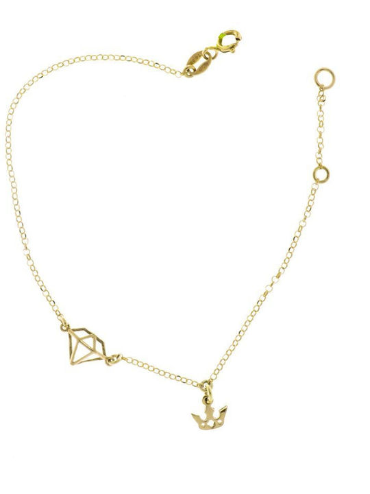 Delicate Gold Plated Silver Bracelet with Diamo...