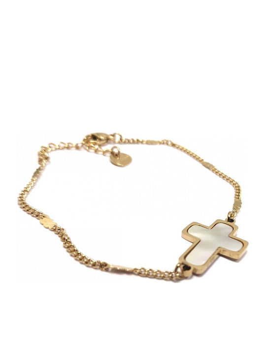 Karmafashion Damen Armband aus Stahl 316l Kette Kreuz Vergoldet 2212-101x