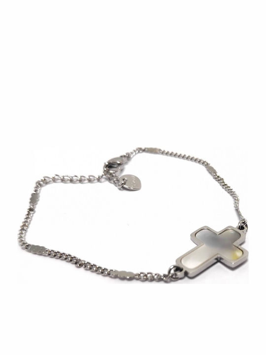 Karmafashion Damen Armband Stahl 316l Kette Kreuz Vergoldet Silber 2212-101a