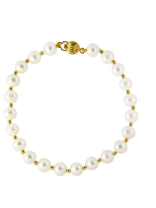 Women's Bracelet White Pearls 6-6.5 Mm Gold Elements 14K 585°
