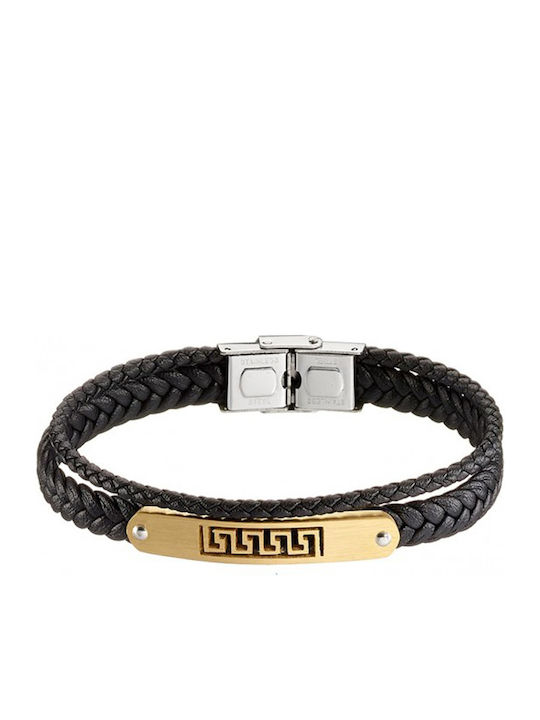 Armband Hand Schwarz Leder Edelstahl Br-art00426bg