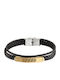 Armband Hand Schwarz Leder Edelstahl Br-art00426bg