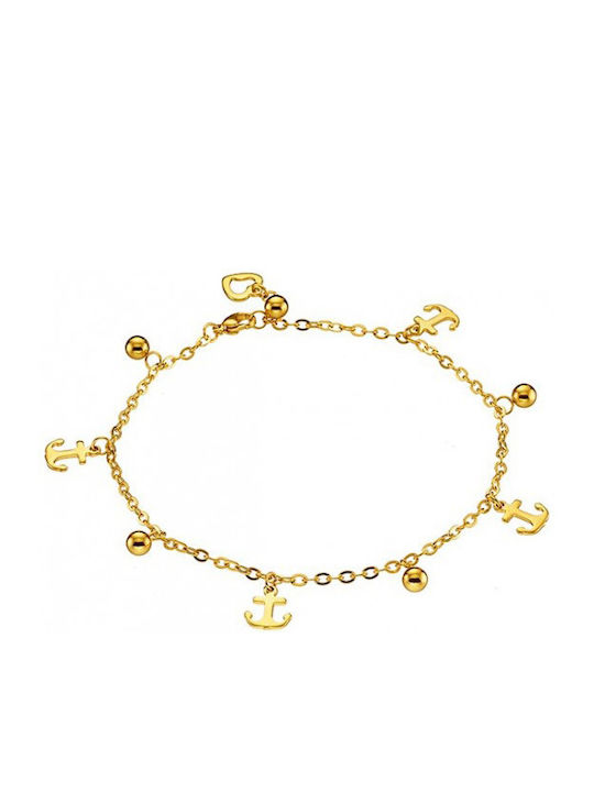 Stahl Fußkettchen 316l Gold Breite 2,00 Mm Alp-art03724g