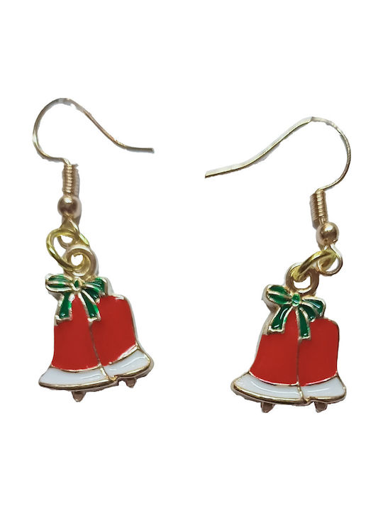 Handmade Gold Plated Metallic Christmas Bell Earrings 4cm Tatu Moyo