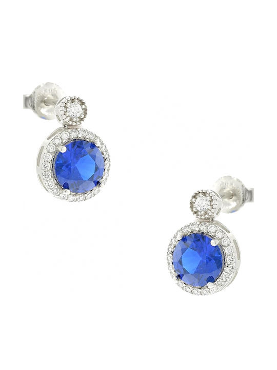 Art D Earrings Rosette White Gold 14K Zircon Ade-380 Transparent White Blue