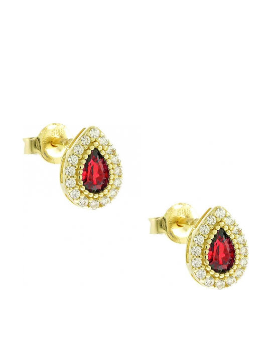Art D Earrings Tear Gold K14 Zircon Ade-375 Transparent Red White