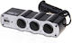 Car Power Socket Splitter Cable Foxmag24 3 X Cigarette Lighter Sockets 1 Usb Black