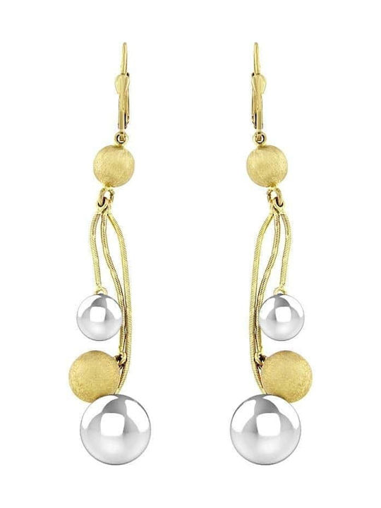 Yellow Gold Drop Earrings K14 Beads Sk11400442
