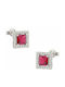 Art D Earrings Rose Gold Plated 14K Zircon Ade-394 Transparent Red
