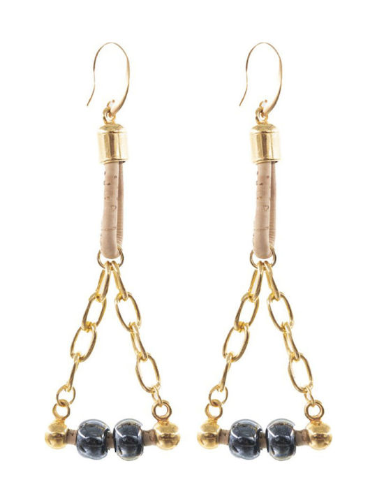 Women's Earrings Natural Cork Ceramic Stones Apoxylo Natural 745 Triangle Earrings