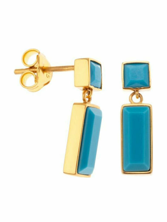 Women's Silver Gold Plated Earrings 925 Blue Turquoise