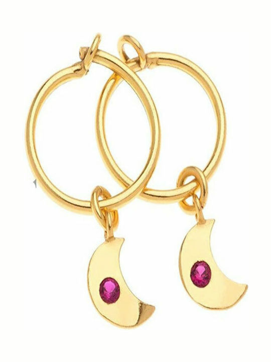 Women's Silver Gold Plated Yellow Hoops 925° Moon Shapes