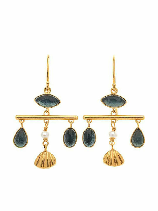 Women's Handmade Gold Plated Pendant Earrings Silver 925