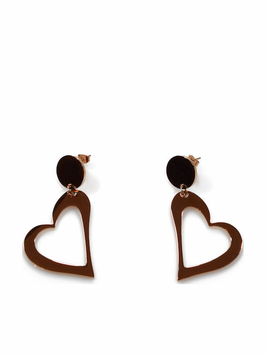 Stainless Steel Earrings Hearts Pink Gold Bz-er-00354