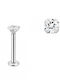 Precious 14K White Gold Single Stone Zircon Goat Labret Wlb-z25 Transparent Earrings