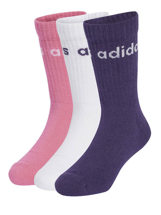 adidas Kids' Knee-High Socks Crew White 3 Pairs