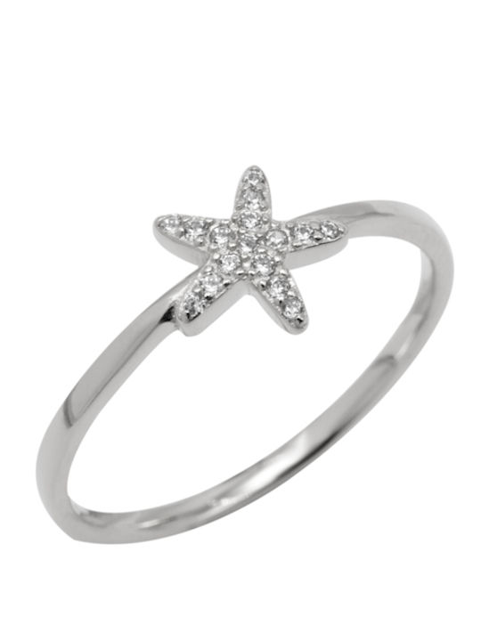 Silverline Inel Argintiu Pentru Femei Stea Zircon Alb Placat Cu Platină