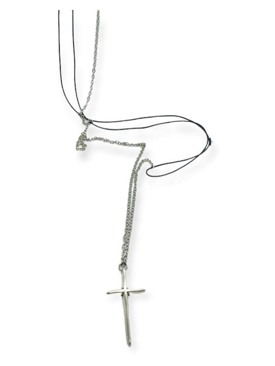 Κολιέ Ανδρικό Cross Αλυσίδα Ananna Silver