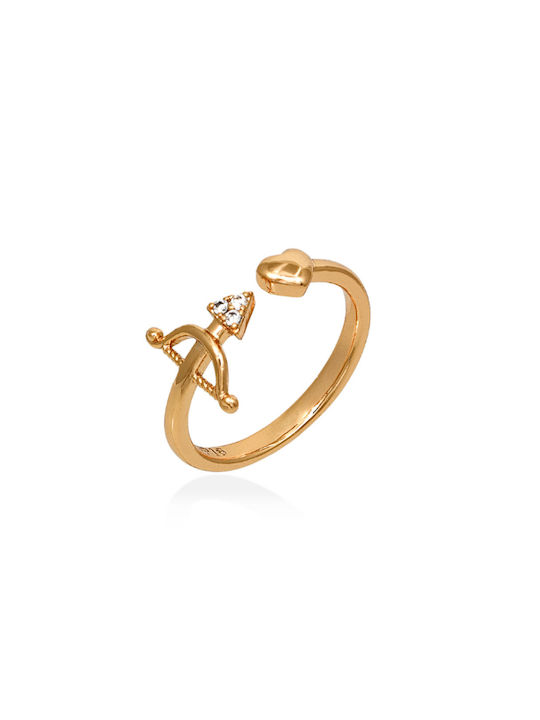 Ghetto Ring with Stones made of Steel Gold Plated