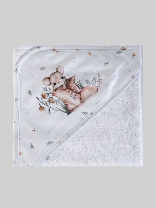Down Town Home Baby Hooded Towel Off White 75x75cm