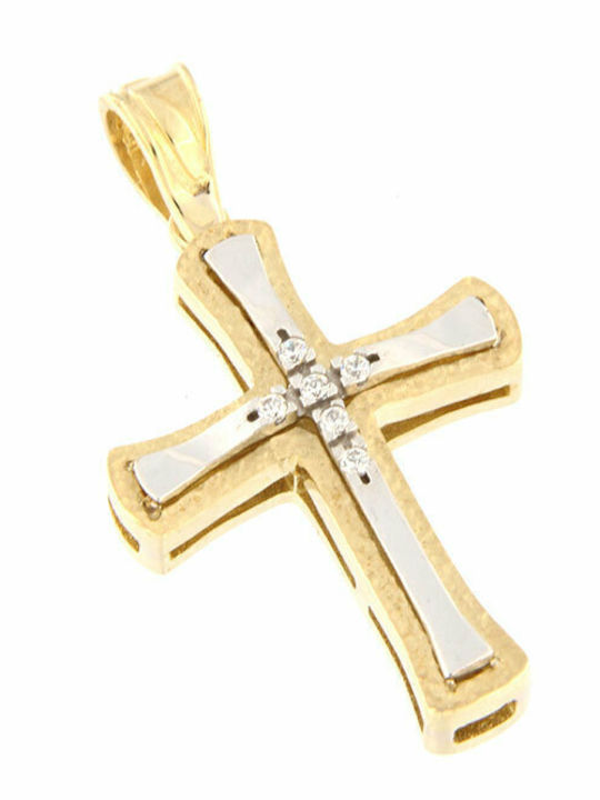 Handgefertigter Zweifarbiger Taufkreuz aus Gold K14 von Valoro Werkstatt