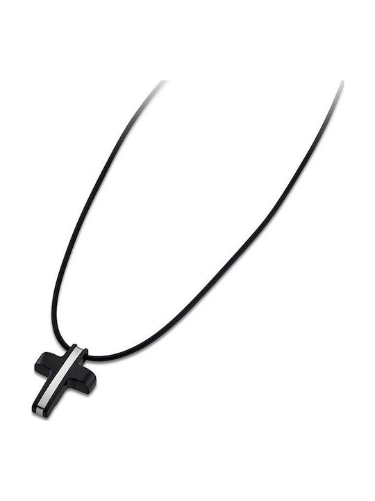 Lotus Cross Necklace Steel Ls1795 1 3