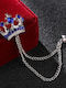 Silberne Brosche Peitu Crown Blaue Kristalle