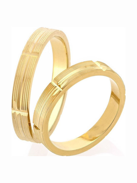 Set of Couple's Gold Wedding Rings 9 Carats Stergiadis S108