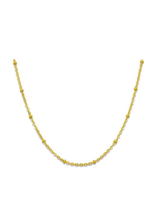 Leticia Chain Gold 2mm Αλυσίδα Λαιμού Ανοξείδωτο Ατσάλι 316l 40 Cm