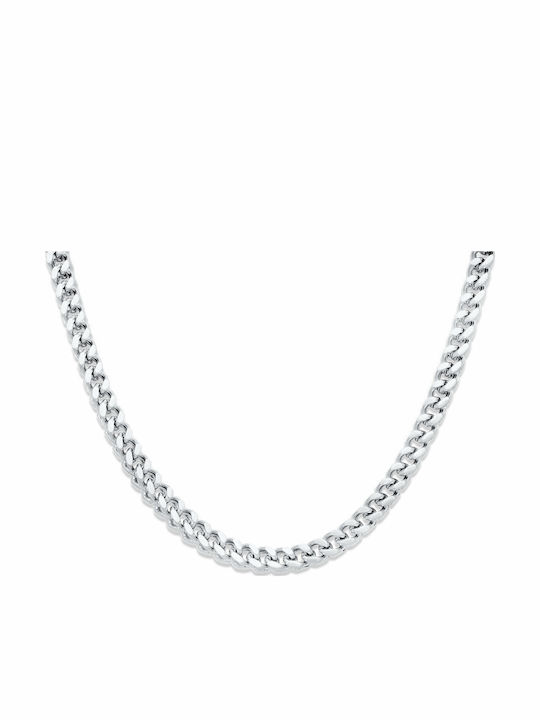 Sterling Chain Silver 4mm Αλυσίδα Λαιμού Ανοξείδωτο Ατσάλι 316l 55 Cm